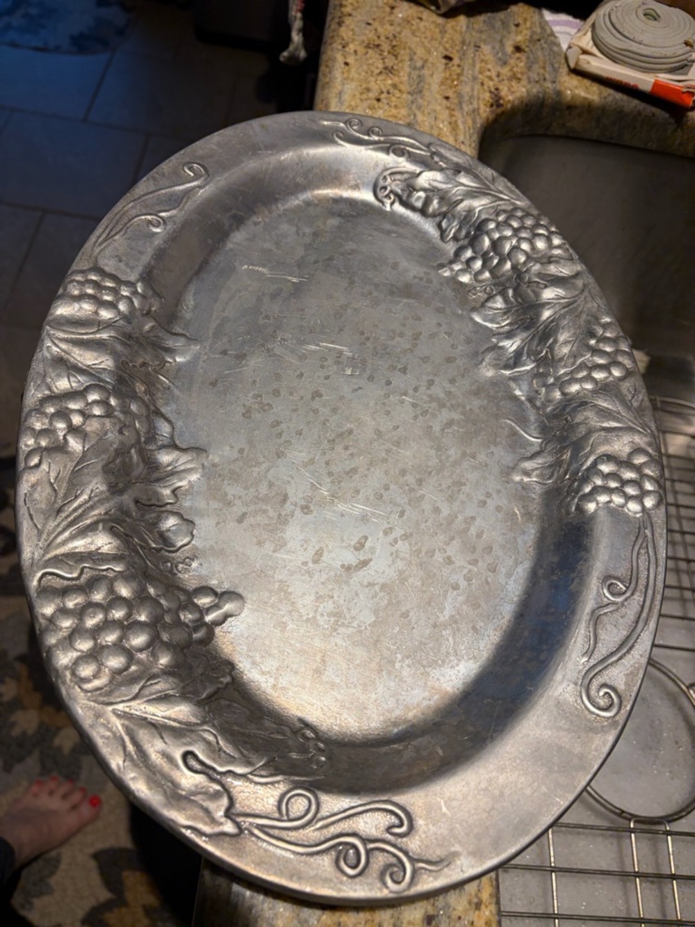 Wilton Silver Decorative Grape Motif Serving Platter